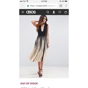 ASOS mesh fit and flare square plunge midi dress